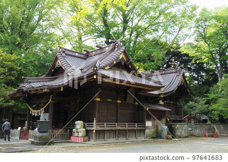 Worship hall (left) and main hall (right) of Tamashiki Shrine [Kazo City, Saitama Prefecture] 97641683