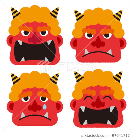 Illustration set of red demons with various expressions Illustration set of red demons with various expressions 97641712