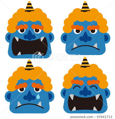 Blue demon illustration set with various expressions Blue demon illustration set with various expressions 97641713