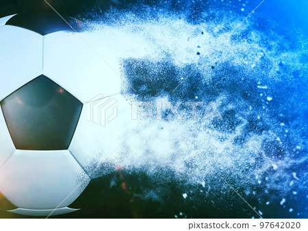 3d illustration of composite explosion effect on soccer ball 3d illustration of composite explosion effect on soccer ball 97642020