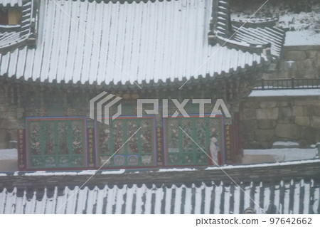 snowy winter temple 97642662