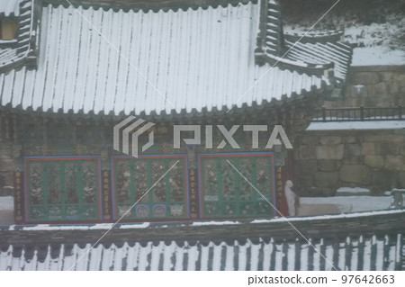 snowy winter temple 97642663