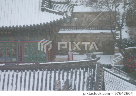 snowy winter temple 97642664