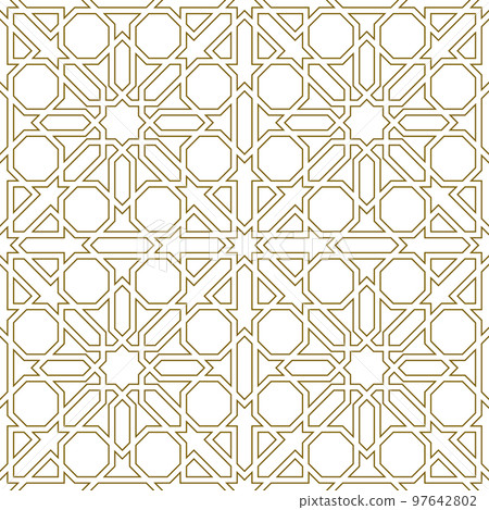 Seamless arabic geometric ornament in brown color. 97642802