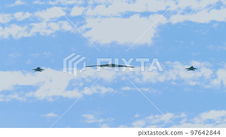 美國空軍B-2隱形轟炸機和護航F-15戰鬥機 97642844