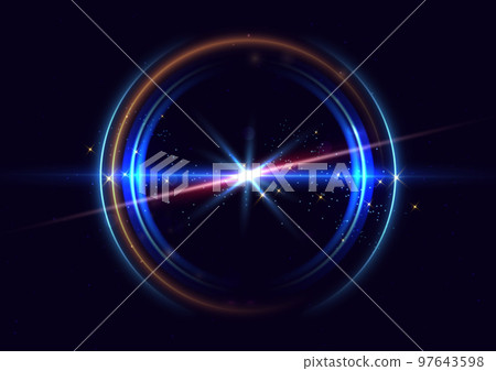 Blue circle frame luxury on dark blue background with flame lighting effect and sparkle. 97643598