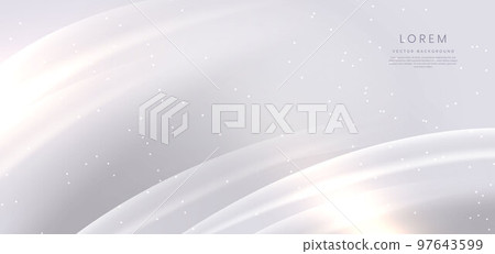 Abstract 3d curve white background with gold sparkle with copy space for text. Luxury style template design. 97643599