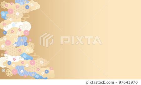 bg素材-花卉圖案日式13-4矢量圖 97643970