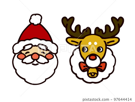 Smiling cute santa and reindeer icon 97644414