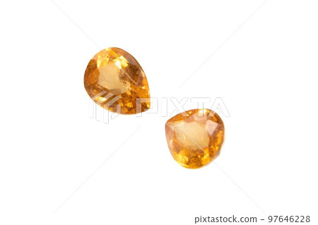 Natural spessartine garnet gemstone isolated on white background 97646228