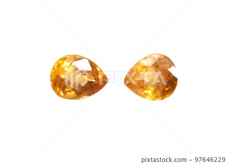 Natural spessartine garnet gemstone isolated on white background 97646229