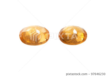 Natural spessartine garnet gemstone isolated on white background 97646230