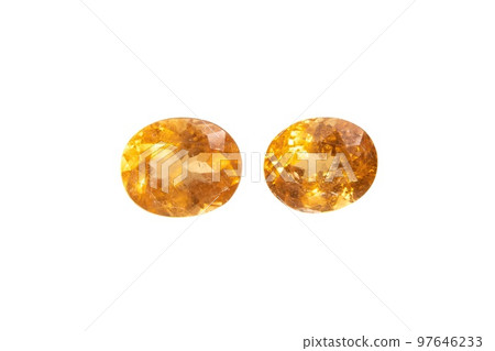 Natural spessartine garnet gemstone isolated on white background Natural spessartine garnet gemstone isolated on white background 97646233