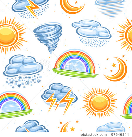 Vector Weather Symbols seamless pattern - Stock Illustration [97646344 ...
