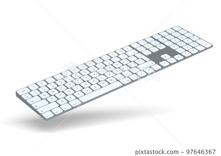 Modern aluminum computer keyboard isolated on white background. Modern aluminum computer keyboard isolated on white background. 97646367