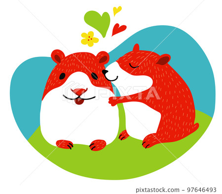Kissing Cute Little hamster.Valentines Day Card 97646493