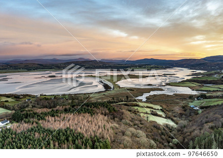 Aerial view of Gweebarra Bay in Donegal - Ireland. 97646650