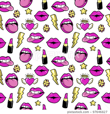 Seamless pattern with fashion patches. Seamless pattern with fashion patches. 97646827