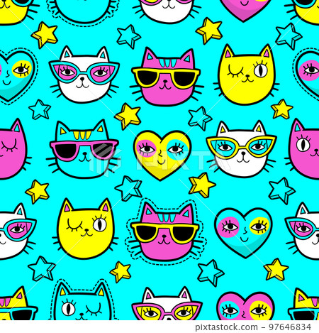 Seamless pattern with fashion patches. Seamless pattern with fashion patches. 97646834