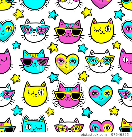 Seamless pattern with fashion patches. 97646835