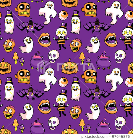 Halloween seamless pattern in cartoon comic style. 97646876