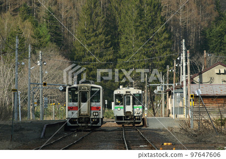 Togeshita Station crossing train exchange Rumoi Main Line Rumoi Line 確認於 2011 年 3 月廢除 97647606