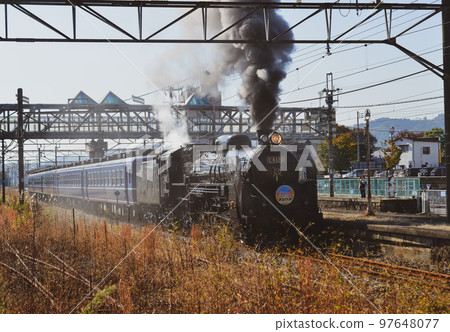 Old train carrying tourists in Gunma, Japan Old train carrying tourists in Gunma, Japan 97648077