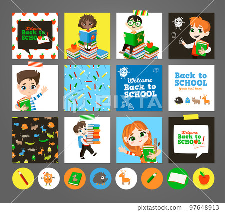 Back to school printable set with pupils. 97648913