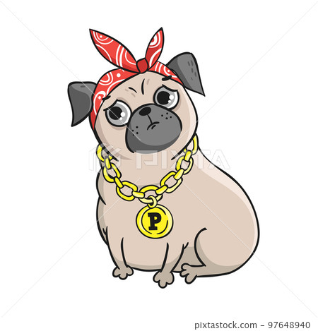 Cute pug isolated on white background. Cute pug isolated on white background. 97648940