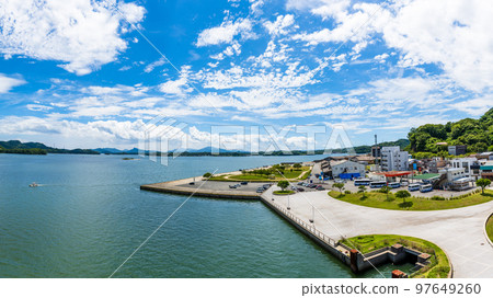 Misumi Port Ferry Terminal (Pyramid of the Sea) "Panorama view from the observatory against the summer sky" Misumi Port Ferry Terminal (Pyramid of the Sea) "Panorama view from the observatory against the summer sky" 97649260