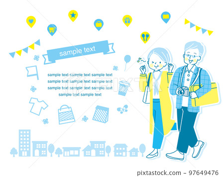旅行外出的一對年長夫婦矢量圖素材 97649476