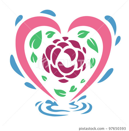 Clip art with heart shape around purple rose Clip art with heart shape around purple rose 97650393