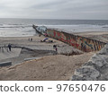 Border United States and Mexico Wall Sea 97650476