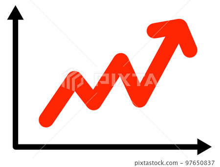 A line graph with a red arrow that zigzags upward to the right A line graph with a red arrow that zigzags upward to the right 97650837