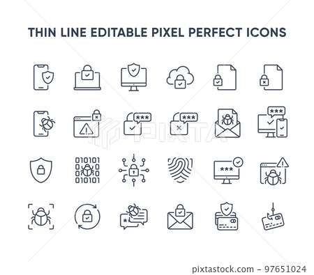 Cyber security vector thin line icons Cyber security vector thin line icons 97651024