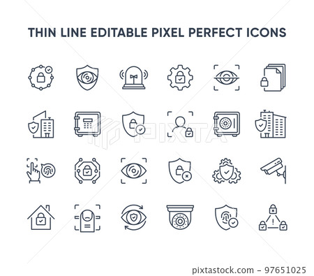 Security vector thin line icons - Stock Illustration [97651025] - PIXTA