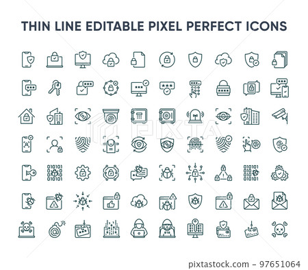 Security vector thin line icon set Security vector thin line icon set 97651064