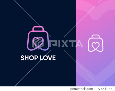 Shop love vector creative logo concept Shop love vector creative logo concept 97651072