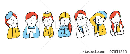 People of various occupations with troubles and troubles 97651213