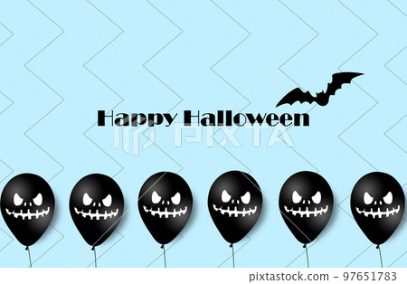 Halloween Banner with Halloween Ghost Balloons. Scary air balloons. Illustration. Pattern Halloween Banner with Halloween Ghost Balloons. Scary air balloons. Illustration. Pattern 97651783