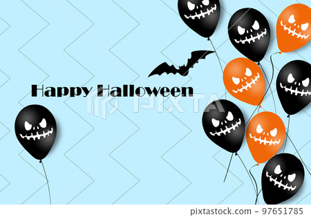 Halloween Banner with Halloween Ghost Balloons. Scary air balloons. Illustration. Pattern 97651785