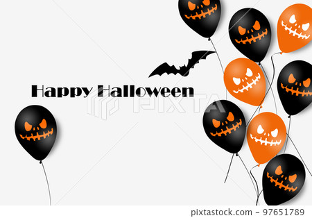 Halloween Banner with Halloween Ghost Balloons. Scary air balloons. Illustration. Pattern Halloween Banner with Halloween Ghost Balloons. Scary air balloons. Illustration. Pattern 97651789