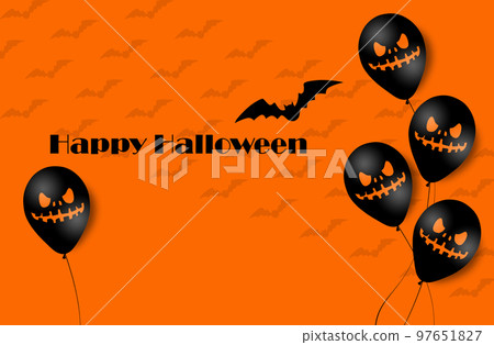 Halloween Banner with Halloween Ghost Balloons. Scary air balloons. Illustration. Pattern Halloween Banner with Halloween Ghost Balloons. Scary air balloons. Illustration. Pattern 97651827