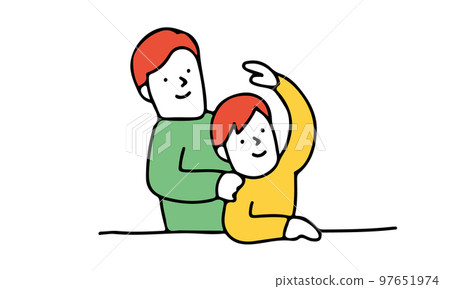 Image illustration of a child looking into the distance and an adult to support 97651974