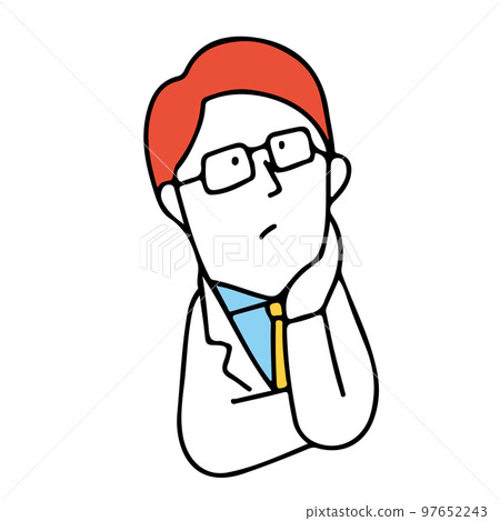 一個穿白大衣的男人憂心忡忡的插圖 97652243