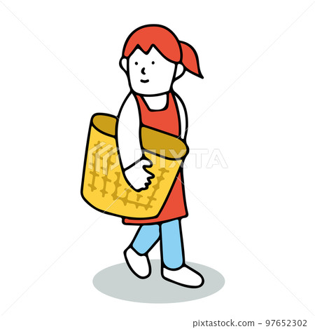一個女人拿著一個大籃子的插圖 97652302