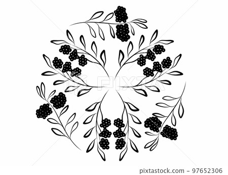 set berry and leaves outline black ethnic element vector set berry and leaves outline black ethnic element vector 97652306