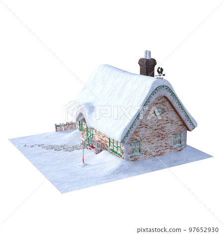 Snowy house for fairytale winter landscape. 3d Rendering-Illustration for Building Scene as Ovrlay, Clipart, Object. Photorealistic and high resolution on transparent background. Snowy house for fairytale winter landscape. 3d Rendering-Illustration for Building Scene as Ovrlay, Clipart, Object. Photorealistic and high resolution on transparent background. 97652930