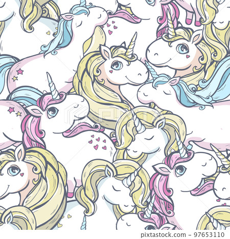 Vector pattern with unicorns. Vector pattern with unicorns. 97653110