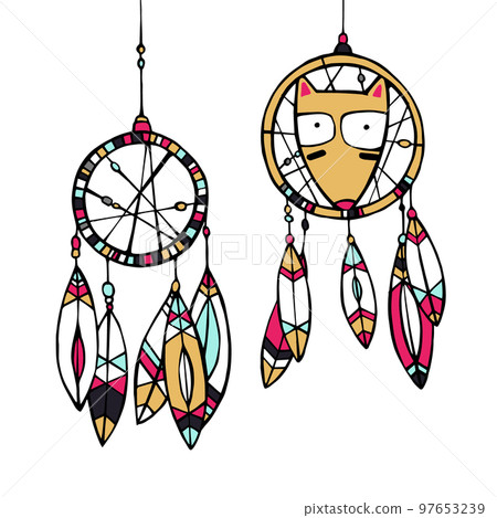 Fox and dream catcher. Fox and dream catcher. 97653239